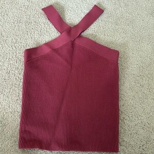 Babaton sculpt knit criss cross tank - dark pink - hip length